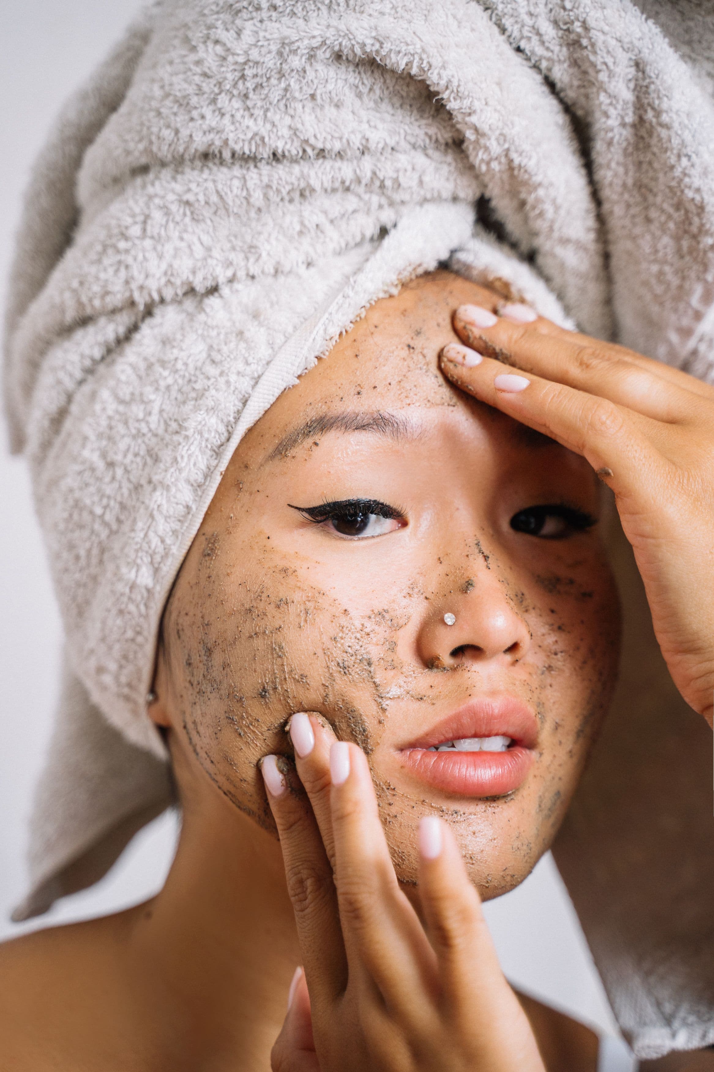 BALES SKIN still C — Anna scrub — looking at camera